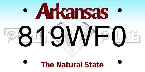 819WF0 Arkansas License Plate