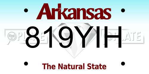 819YIH Arkansas License Plate