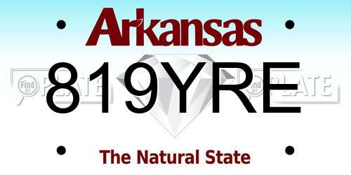 819YRE Arkansas License Plate