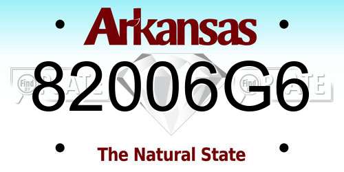 82006G6 Arkansas License Plate