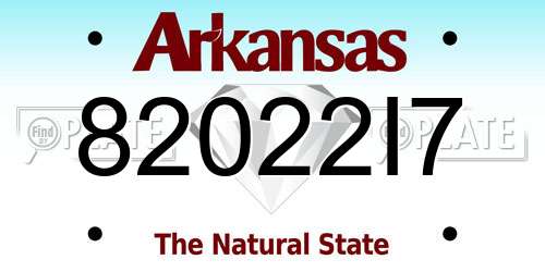 82022I7 Arkansas License Plate