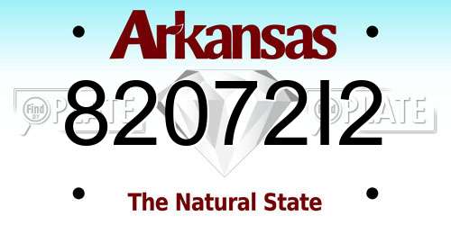 82072I2 Arkansas License Plate