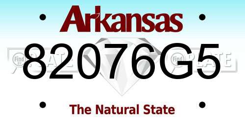 82076G5 Arkansas License Plate