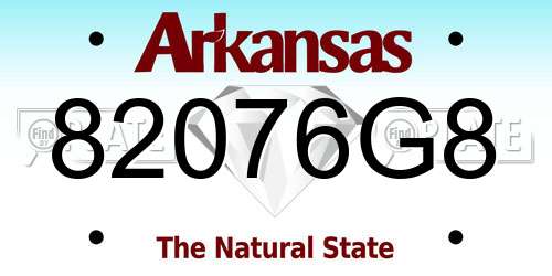82076G8 Arkansas License Plate