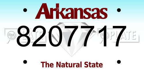 8207717 Arkansas License Plate