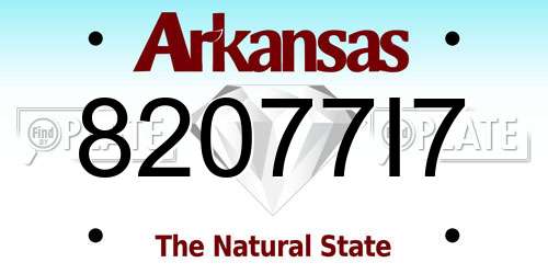 82077I7 Arkansas License Plate