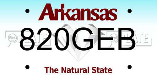 820GEB Arkansas License Plate