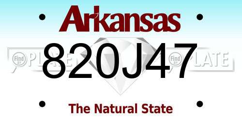 820J47 Arkansas License Plate