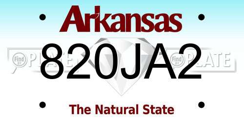 820JA2 Arkansas License Plate