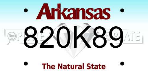 820K89 Arkansas License Plate