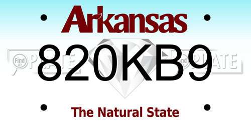 820KB9 Arkansas License Plate