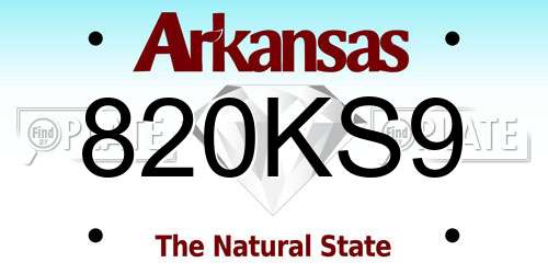 820KS9 Arkansas License Plate