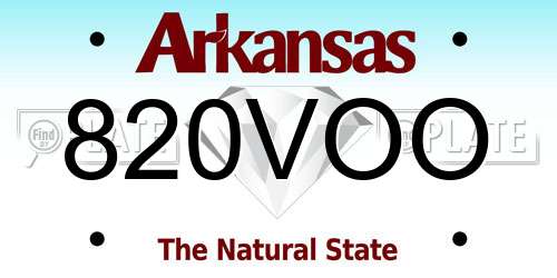 820VOO Arkansas License Plate