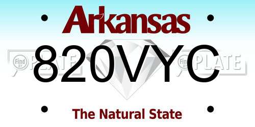 820VYC Arkansas License Plate