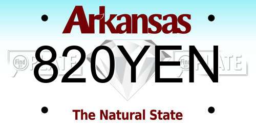 820YEN Arkansas License Plate