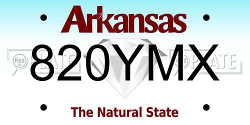820YMX Arkansas License Plate