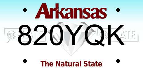 820YQK Arkansas License Plate