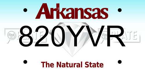 820YVR Arkansas License Plate