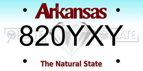 820YXY Arkansas License Plate