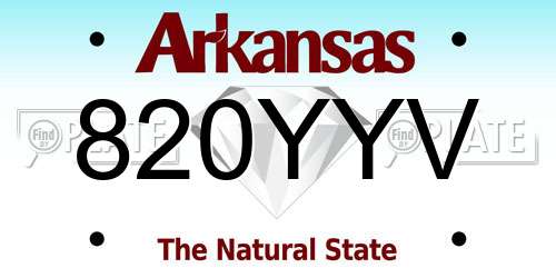 820YYV Arkansas License Plate