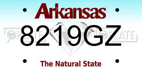 8219GZ Arkansas License Plate