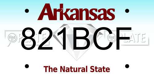 821BCF Arkansas License Plate