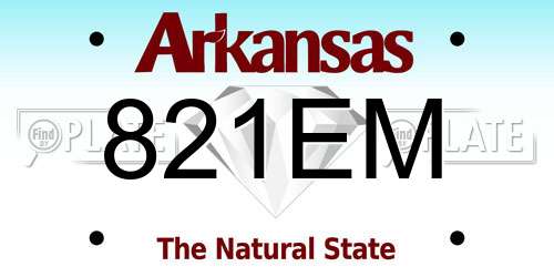 821EM Arkansas License Plate
