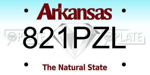 821PZL Arkansas License Plate
