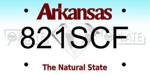 821SCF Arkansas License Plate