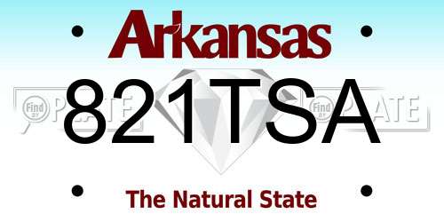 821TSA Arkansas License Plate