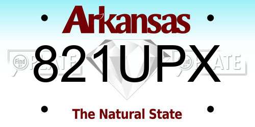 821UPX Arkansas License Plate