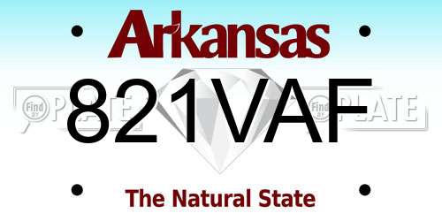 821VAF Arkansas License Plate