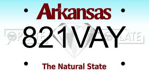 821VAY Arkansas License Plate
