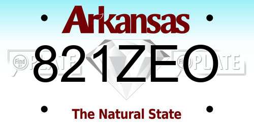 821ZEO Arkansas License Plate
