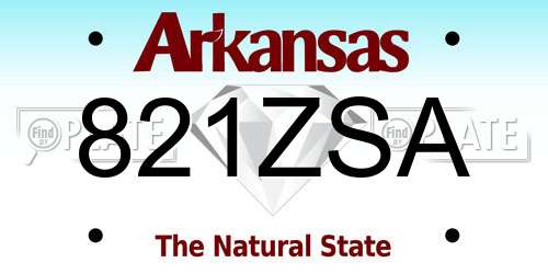 821ZSA Arkansas License Plate