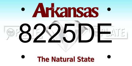 8225DE Arkansas License Plate