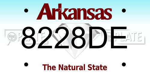 8228DE Arkansas License Plate