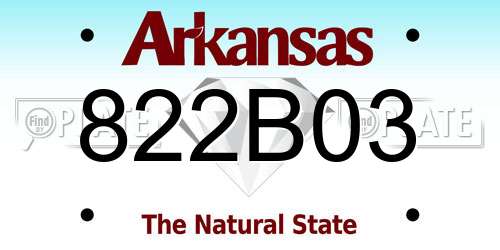822B03 Arkansas License Plate