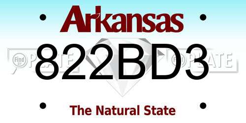 822BD3 Arkansas License Plate
