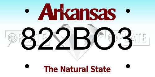 822BO3 Arkansas License Plate