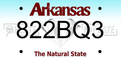 822BQ3 Arkansas License Plate