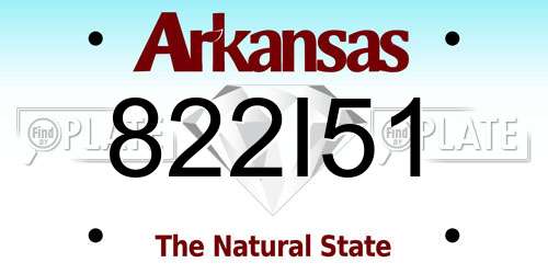 822I51 Arkansas License Plate