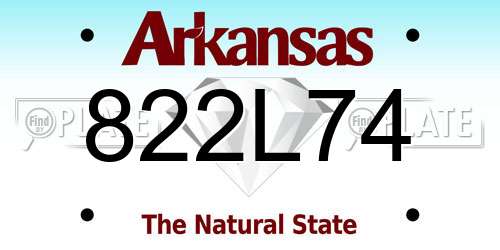 822L74 Arkansas License Plate