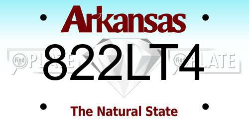 822LT4 Arkansas License Plate