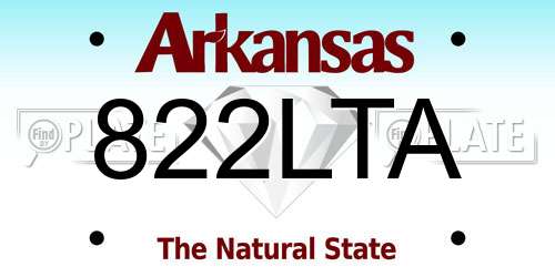 822LTA Arkansas License Plate