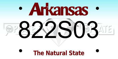 822S03 Arkansas License Plate