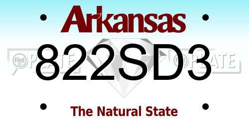 822SD3 Arkansas License Plate