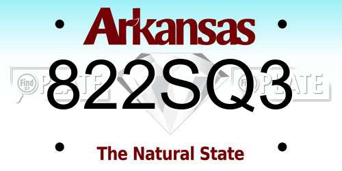822SQ3 Arkansas License Plate