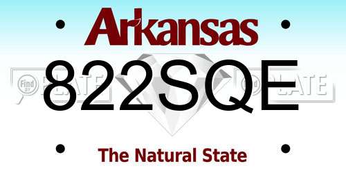 822SQE Arkansas License Plate