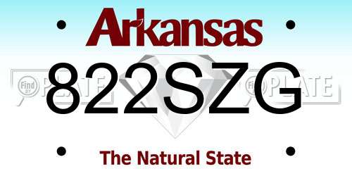 822SZG Arkansas License Plate